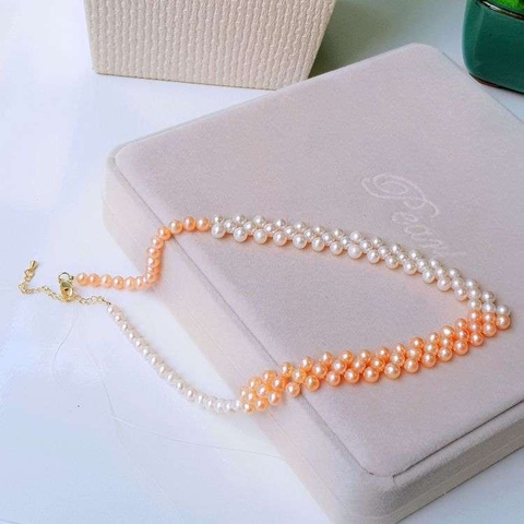 Vòng cổ Ngọc trai nước ngọt Thiên nhiên Cao cấp - Song hỷ lâm môn - JOY PEARL (5-6ly) - CTJ3511
