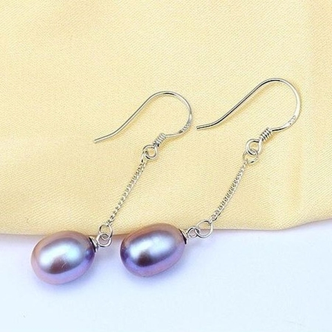 Bông tai Ngọc trai nước ngọt Thiên nhiên Cao cấp - Kiểu móc mắt xích - LITA PEARL (8-9ly) - CTJ4108