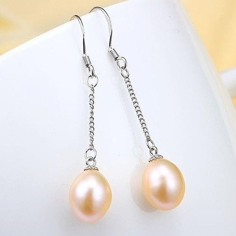 Bông tai Ngọc trai nước ngọt Thiên nhiên Cao cấp - Kiểu móc mắt xích - LITA PEARL (8-9ly) - CTJ4108
