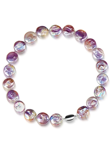 Vòng cổ Ngọc trai Tự nhiên Baroque Cao cấp - Chuỗi đơn đồng xu COIN PEARL (14-15ly) - CTJ4708 + Kèm hộp đựng sang trọng