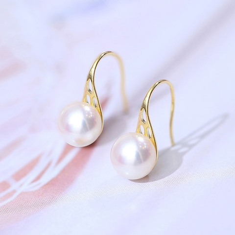 Bông khuyên tai nữ Kiểu móc hoa - SPOOL PEARL (8-9ly) - CTJ4808