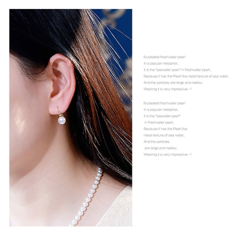Bông khuyên tai nữ Kiểu móc hoa - SPOOL PEARL (8-9ly) - CTJ4808