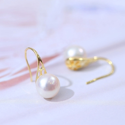 Bông khuyên tai nữ Kiểu móc hoa - SPOOL PEARL (8-9ly) - CTJ4808