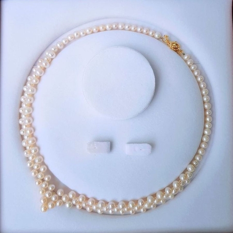 Vòng cổ Ngọc trai nước ngọt Thiên nhiên Cao cấp - Chuỗi kết hạt tròn trái tim - Quà tặng bạn gái - OTIS PEARL (6-7ly) - CTJ4811