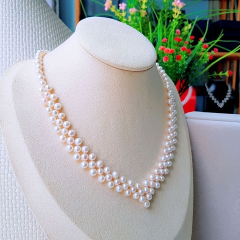 Vòng cổ Ngọc trai nước ngọt Thiên nhiên Cao cấp - Chuỗi kết hạt tròn trái tim - Quà tặng bạn gái - OTIS PEARL (6-7ly) - CTJ4811