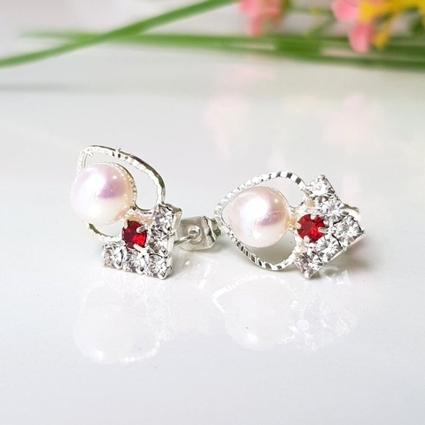 Bông khuyên tai ngọc trai Kiểu nụ trái tim Miss Pearl(6ly) - CTJ6606