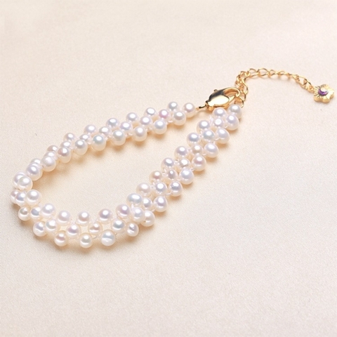 Vòng tay ngọc trai thiên nhiên Cao cấp Chuỗi đan hạt tròn Tets Pearl(5ly)- CTJ6608