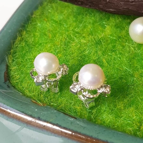 Bông khuyên tai ngọc trai Kiểu nụ Cánh sen Lotus Pearl(6ly) - CTJ6806