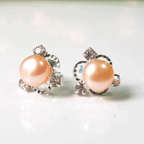 Bông khuyên tai ngọc trai Kiểu nụ Cánh sen Lotus Pearl(6ly) - CTJ6806