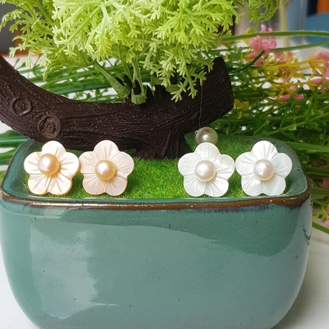 Bông khuyên tai ngọc trai Kiểu nụ Hoa đào Peach Pearl(6ly) - CTJ6906