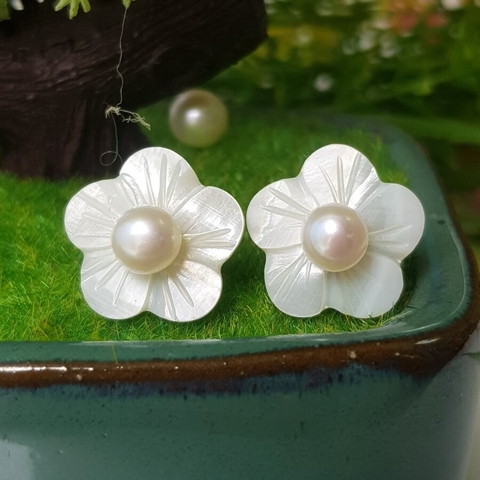 Bông khuyên tai ngọc trai Kiểu nụ Hoa đào Peach Pearl(6ly) - CTJ6906