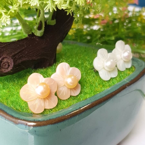 Bông khuyên tai ngọc trai Kiểu nụ Hoa đào Peach Pearl(6ly) - CTJ6906