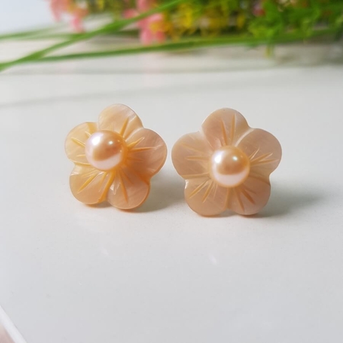 Bông khuyên tai ngọc trai Kiểu nụ Hoa đào Peach Pearl(6ly) - CTJ6906