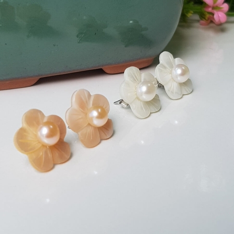 Bông khuyên tai ngọc trai Kiểu nụ Hoa đào Peach Pearl(6ly) - CTJ6906