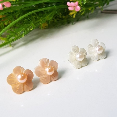 Bông khuyên tai ngọc trai Kiểu nụ Hoa đào Peach Pearl(6ly) - CTJ6906