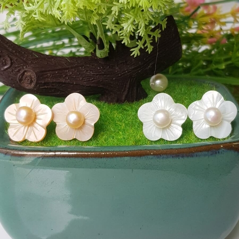 Bông khuyên tai ngọc trai Kiểu nụ Hoa đào Peach Pearl(6ly) - CTJ6906