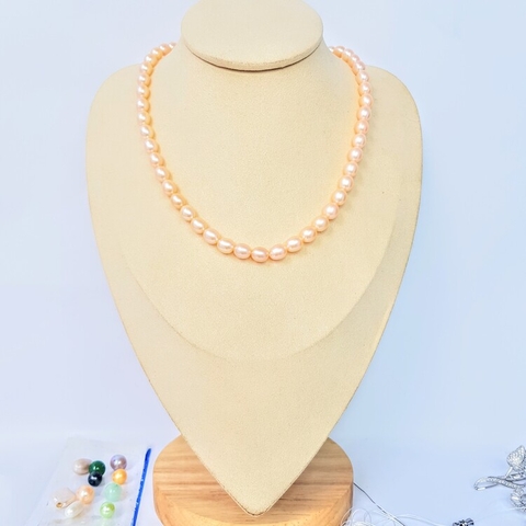 Bộ trang sức Ngọc trai Thiên nhiên 3M - Chuỗi đơn - PEARL MANGO - CTJ0303 (7-9ly) + Tặng kèm 5 phụ kiện bảo dưỡng dự phòng