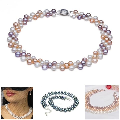 Vòng cổ ngọc trai tự nhiên Cao cấp Kết chùm Nho - GRAPES PERL (6-8ly) - CTJ5108