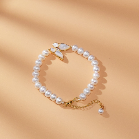 Vòng tay Ngọc trai Thiên nhiên Cao cấp - Chuỗi đơn - BUTERFLY PEARL (7-8ly) - CTJ3102