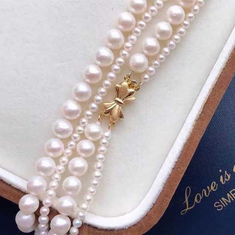 Vòng cổ Ngọc trai nước ngọt Thiên nhiên - Chuỗi đôi - Collateral PEARL (3-7ly) - CTJ1507