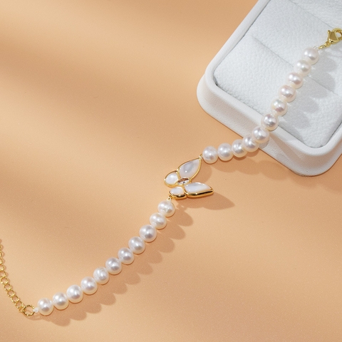 Vòng tay Ngọc trai Thiên nhiên Cao cấp - Chuỗi đơn - BUTERFLY PEARL (7-8ly) - CTJ3102