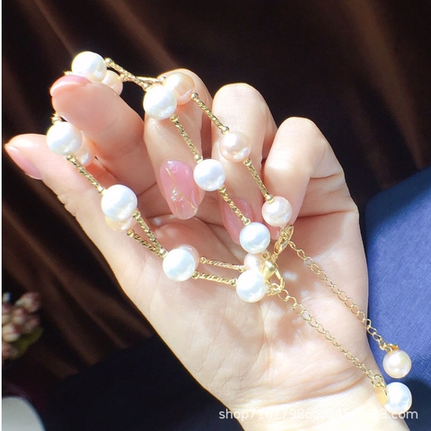 Vòng tay Ngọc trai Thiên nhiên Cao cấp - Chuỗi đơn - MGOLD PEARL (8-9ly) - CTJ3302