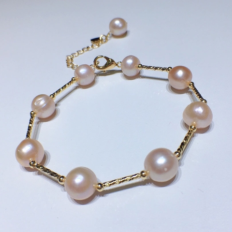 Vòng tay Ngọc trai Thiên nhiên Cao cấp - Chuỗi đơn - MGOLD PEARL (8-9ly) - CTJ3302
