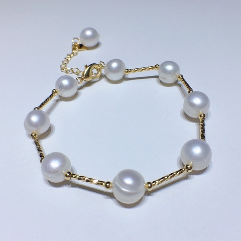 Vòng tay Ngọc trai Thiên nhiên Cao cấp - Chuỗi đơn - MGOLD PEARL (8-9ly) - CTJ3302