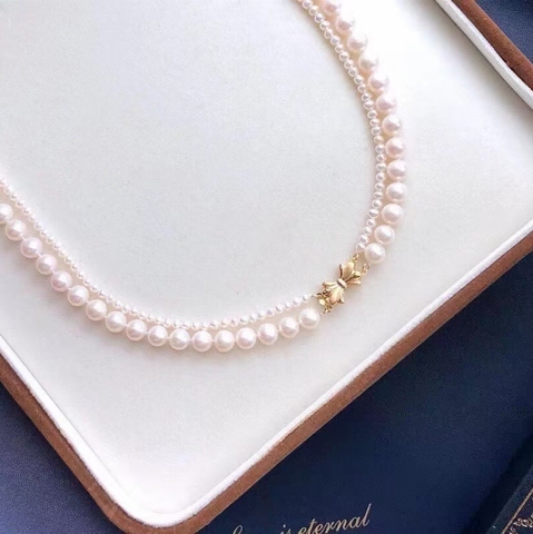 Vòng cổ Ngọc trai nước ngọt Thiên nhiên - Chuỗi đôi - Collateral PEARL (3-7ly) - CTJ1507