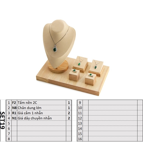 Dụng cụ trưng bày mẫu trang sức gỗ cao cấp - D2C