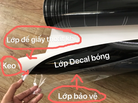 DECAL ĐEN 3 LỚP DÁN NÓC XE