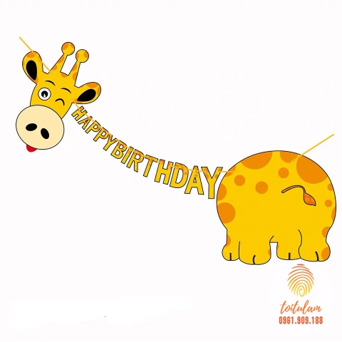 Dây chữ happy birthday sinh nhật hình hươu cao cổ