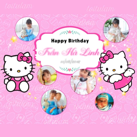 Phông sinh nhật chủ đề Hello Kitty hồng
