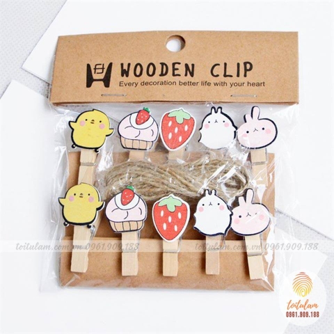 Kẹp gỗ có họa tiết