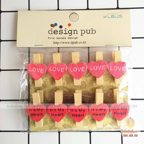 Kẹp gỗ hình trái tim