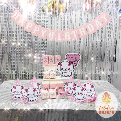 Set bàn TK5 cún con hồng