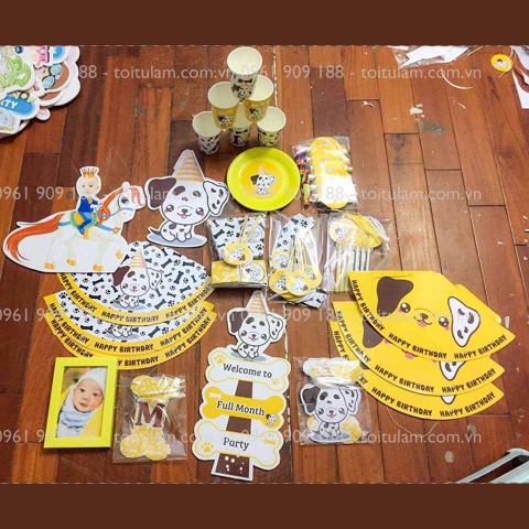 Set bàn handmade cún con vàng