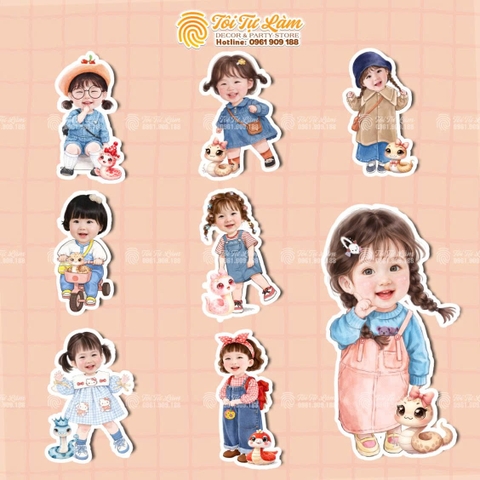 Chibi bé gái tông xanh CUTE - Mẫu mới