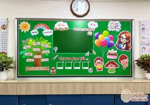 SET TRANG TRÍ BẢNG LỚP HỌC, GÓC HỌC TẬP CÓ KÈM DECAL DÁN BẢNG