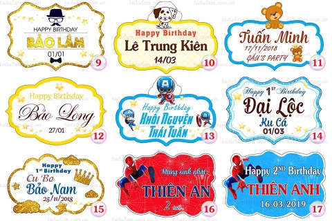 Bảng tên sinh nhật cho bé tự chọn 2