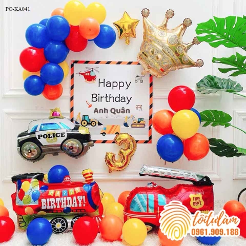 SET BÓNG SINH NHẬT - CHỦ ĐỀ Ô TÔ - MÁY BAY PO-KA041