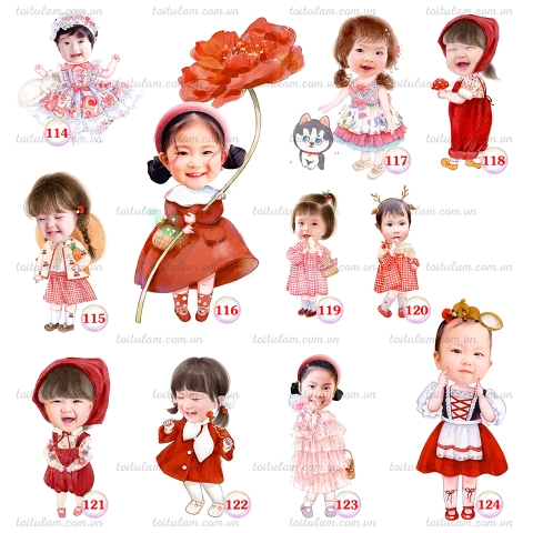 Chibi bé gái tông ĐỎ