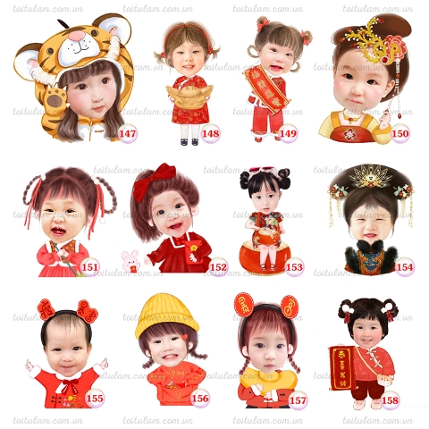 Chibi bé gái chủ đề TẾT