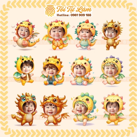 CHIBI SINH NHẬT CHO BÉ 1 TUỔI RỒNG- MẪU VÀNG