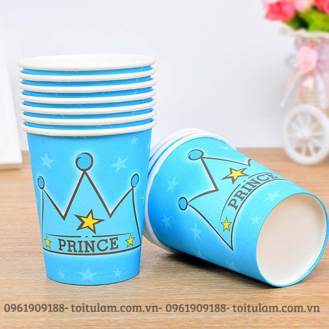 combo 6 cốc giấy prince xanh
