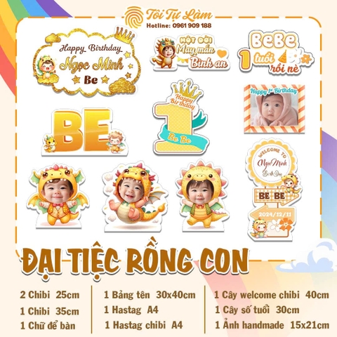 COMBO CHIBI ĐẠI TIỆC RỒNG CON - RỒNG VÀNG