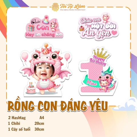 COMBO CHIBI RỒNG CON ĐÁNG YÊU - RỒNG HỒNG