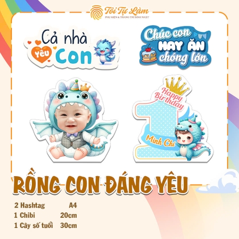 COMBO CHIBI RỒNG CON ĐÁNG YÊU - RỒNG XANH DƯƠNG