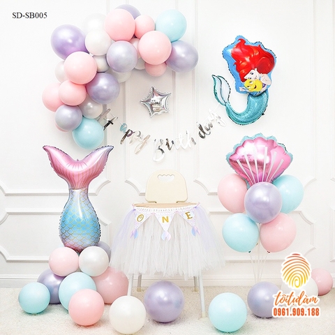 SET BÓNG TRANG TRÍ SINH NHẬT BÉ GÁI CHỦ ĐỀ NÀNG TIÊN CÁ SD-SB005