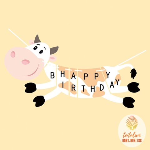 Dây chữ HPBD hình bò sữa